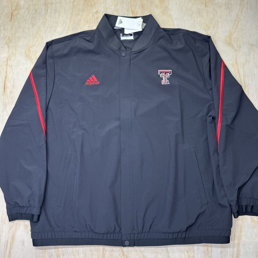 NEW Texas Tech Red Raiders adidas Full Zip Woven Jacket Mens Black 3XL